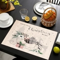 Linen Christmas placemat with Santa sleigh and reindeer design on a wooden table - Special Christmas Wishes Sleigh Style (16) / 45*30cm