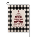 Christmas garden flag with black buffalo plaid and festive bow on metal stand - New Year Wishes And Bow Style (7) / 45x30cm