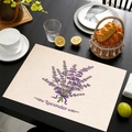 Set de table en lin lavande et vélo sur table en bois pour déco de cuisine rustique - Style Illustration Lavande à Tissage Fin (Style-15)