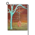 Artistic double-sided garden flag with marble texture tree and tire swing on grass - Tree Swing (2)