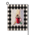 Bandiera natalizia da giardino con bordo a quadri e illustrazione di tazza invernale - Stile Tazza Invernale e Bastoncino di Cannella (12)