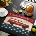 Tovaglietta natalizia in lino con camion rosso e scritta Home Sweet Home su tavolo in legno - 45x30cm / Stile Home Sweet Home (Stile-10)