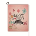 Happy Mother's Day garden flag with pink flowers and butterflies on a black metal stand - Pink and Teal Floral Butterfly Style (7)