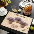 Set de table en lin avec motif lavande et imprimé de timbre français vintage - Plante de lavande rustique en pot, lot de 3 (Style-16)