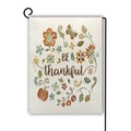 Double-sided linen garden flag with BE thankful text, pumpkins and floral design - Be Thankful Style / 45cmx30cm