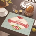 Linen placemat with Happy Mother's Day floral print on a light blue heart background - 45*30cm / Light Blue Heart Ribbon (Style 7)