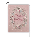 Double-sided Season's Greetings Christmas garden flag with wreath and berry design - Season's Greetings Holiday Ball Wreath Style (Style 20)