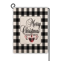 Double-sided Christmas garden flag with buffalo plaid border and Merry Christmas print - Classic Plaid Merry Christmas Style (10) / 45x30cm