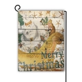 Christmas garden flag with retro Santa sleigh design and metal hanger stand - Merry Christmas Santa Sleigh