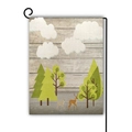 Double-sided Christmas garden flag with forest deer design and black metal stake stand - Natural Forest Reindeer Pattern (1)