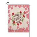 Linen Mother's Day garden flag with pink flower pattern and black metal stand - Dense Pink Floral Border Style (11)
