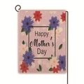 Pink Happy Mother's Day garden flag with colorful floral patterns and black metal stand - Purple Red and Orange Floral Style (10)