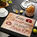 Set de table de Noël en lin avec imprimé « Keep Christmas in your heart » sur bois - Keep Christmas in Your Heart (Style-1)