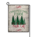Christmas Tree Farm double-sided garden flag with vintage wood grain and metal L-stand - Christmas Tree Farm Pattern (2)