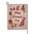 Double-sided burlap garden flag with Happy Women's Day floral wreath design - Women's Day Hibiscus and Plumeria Style (11)