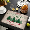 Set de table de Noël en lin avec motif sapin pour une décoration de table festive chic - Style Ferme de Sapins de Noël