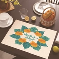 Tovaglietta rettangolare in lino beige con ghirlanda floreale e scritta Mother's Day su legno - Corona di Ibisco Giallo (款式-9)