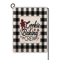 Christmas garden flag with Buffalo Plaid border and Cookie Baking Crew gingerbread design - Baking Crew Gingerbread Man Style (12) / 45x30cm