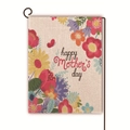 Linen Mother's Day garden flag with colorful floral pattern and metal stand - Rich Colorful Floral Style (12)