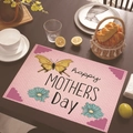 Pink linen Happy Mother's Day placemat with butterfly and floral prints for table decor - 45*30cm / Pink Polka Dot Butterfly (Style 10)