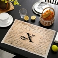 Tovaglietta in lino vintage con motivo a lettera X retrò per decorazione tavola - Lettera X