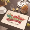 Tovaglietta in lino per la Festa della Mamma con stampa floreale Happy Mother's Day - Mix Floreale Rosso Verde Rosa (款式-10)