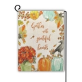 Double-sided linen garden flag with autumn pumpkin design and Gather with grateful hearts text - Gather With Grateful Hearts Style / 45cmx30cm