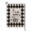 Christmas garden flag with 'tis the season to be JOLLY' text on buffalo plaid border - Season To Be Jolly Snowflake Style (14) / 45x30cm