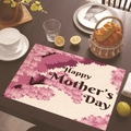 Tovaglietta in lino Festa della Mamma con fiori rosa e stampa Happy Mother's Day - Stile Ciliegio in Fiore Rosa (11)