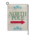 Double-sided North Pole Christmas garden flag with rustic wood grain and metal stand - North Pole Navigation Arrow Pattern (5)