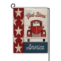 Bandiera da giardino in lino a doppia faccia con camion rosso vintage e God Bless America - Camion Patriottico God Bless America (9) / 45*30cm