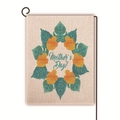 Mother's Day garden flag with floral design and black metal stand for outdoor decor - Orange Hibiscus Tropical Leaves Style (14)