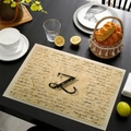 Tovaglietta in lino stile vintage pergamena con stampa artistica della lettera Z - Lettera Z
