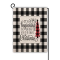 Double-sided Christmas garden flag with plaid tree and holiday greeting on black metal stand - Look Like Christmas Style (15) / 45x30cm