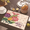Tovaglietta in lino con stampa floreale colorata e testo Happy Mother's Day su legno - Floreale Colorato Font Viola (12)