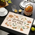 Linen placemat with falling FOR FALL pumpkin and maple leaf patterns for autumn decor - Fall Leaves Pumpkin Style