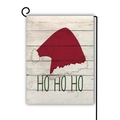 Double-sided Christmas garden flag with Santa hat design and HO HO HO green text - Christmas Hat Ho Ho Ho Pattern (7)