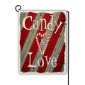 Double-sided linen garden flag with Candy & Love candy cane heart and metal stand - Candy & Love / 45x30cm / Beige