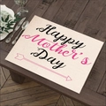 Linen placemat with Happy Mother's Day floral print on dark wood texture table - 45*30cm / Happy Mother's Day Text Style (Style-10)