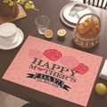 Linen placemat with pink roses and Happy Mother's Day text on wooden table - 45*30cm / Pink Rose Illustration (Style 14)