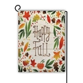 Double-sided Happy Fall garden flag with pumpkin and maple leaf design on metal stand - Happy Fall Style / 45cmx30cm
