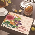 Tovaglietta in lino con fiori colorati e scritta Happy Mother's Day su tavolo in legno - Stile Grandi Fiori Colorati (14)