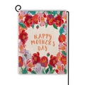 Linen Mother's Day garden flag with colorful flowers and happy mother's day text - Lush Red and Pink Floral Edge Style (17)