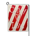 Christmas garden flag with candy cane heart and black metal stand for outdoor decor - Striped Candy & Love / 45x30cm / Beige