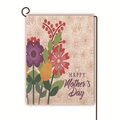 Mother's Day double-sided linen garden flag with floral pattern and metal stand - Exquisite Colorful Floral Text Style (17)
