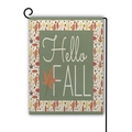 Autumn garden flag featuring Hello Fall text and colorful maple leaves on metal hook - Hello Fall Style (Beige Background) / 45cmx30cm
