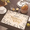 Happy Mother's Day linen place mat with gold floral patterns on a dark wood table - 45*30cm / Beige Black Floral Lines (Style 15)