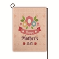Bandiera da giardino in lino bifacciale con disegno floreale Happy Mother's Day rosa - Stile Nastro Floreale Rosa Arancio Chiaro