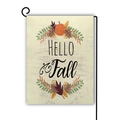 Doppelseitige Gartenflagge aus Leinen mit 'HELLO Fall' Text, Kürbissen und Ahornblättern - Hallo Herbst - Kürbis (9) / 45x30cm