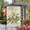 Détail du drapeau de jardin en lin double face avec motif de magnolia et design Paris - Style Magnolia Grain de Bois Vintage (2) / 45*30cm